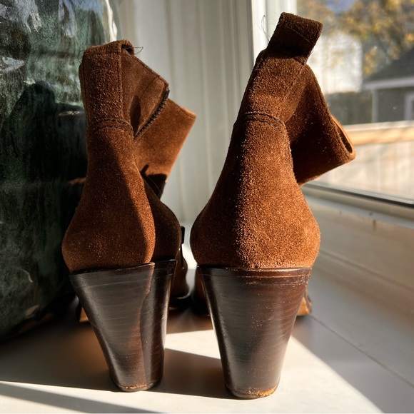 Helmut Lang Chocolate Suede Zip Booties - Picture 3 of 6